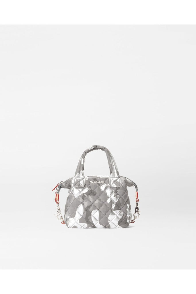 MZ Wallace Micro Sutton Quilted Bag 1109X2097 | Silver Metallic Camo