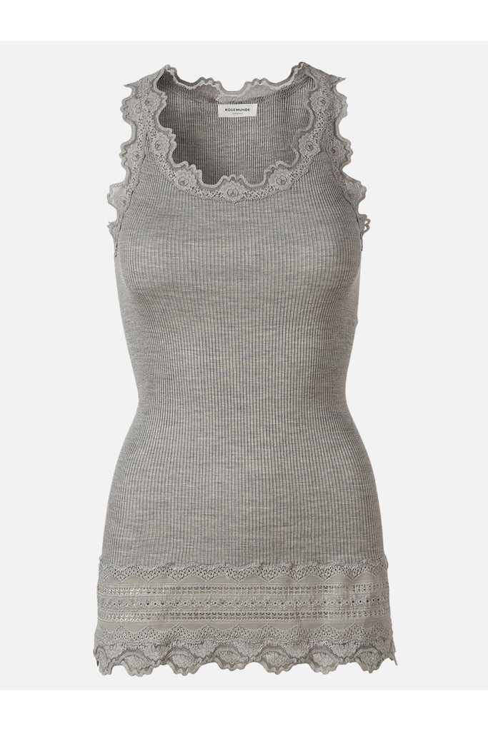 Rosemunde Long Vintage Lace Silk Tank 5315 | 008 Light Grey Melange