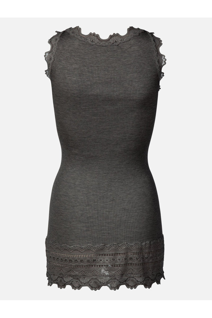 Rosemunde Long Vintage Lace Silk Tank 5315 | 009 Dark Grey Melange