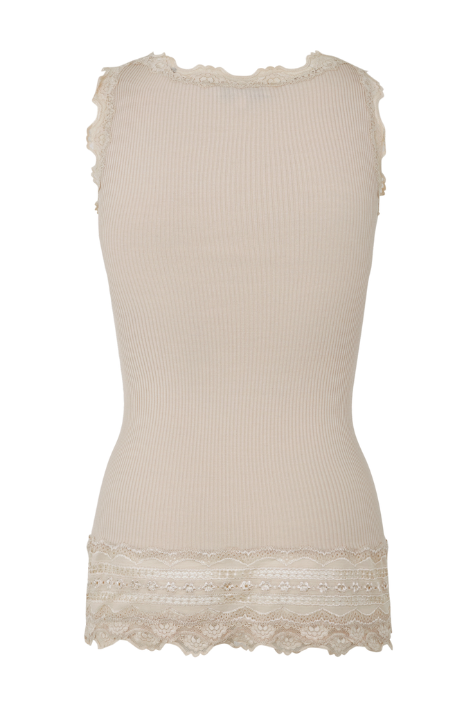 Rosemunde Long Vintage Lace Silk Tank 5315 | 826 Cacao