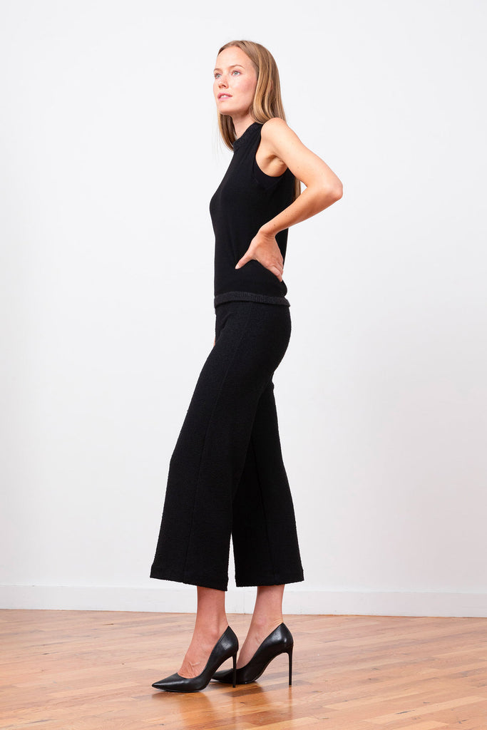 Avenue Montaigne Alex Boucle Pull On Wide Leg Pant F1695 | Black