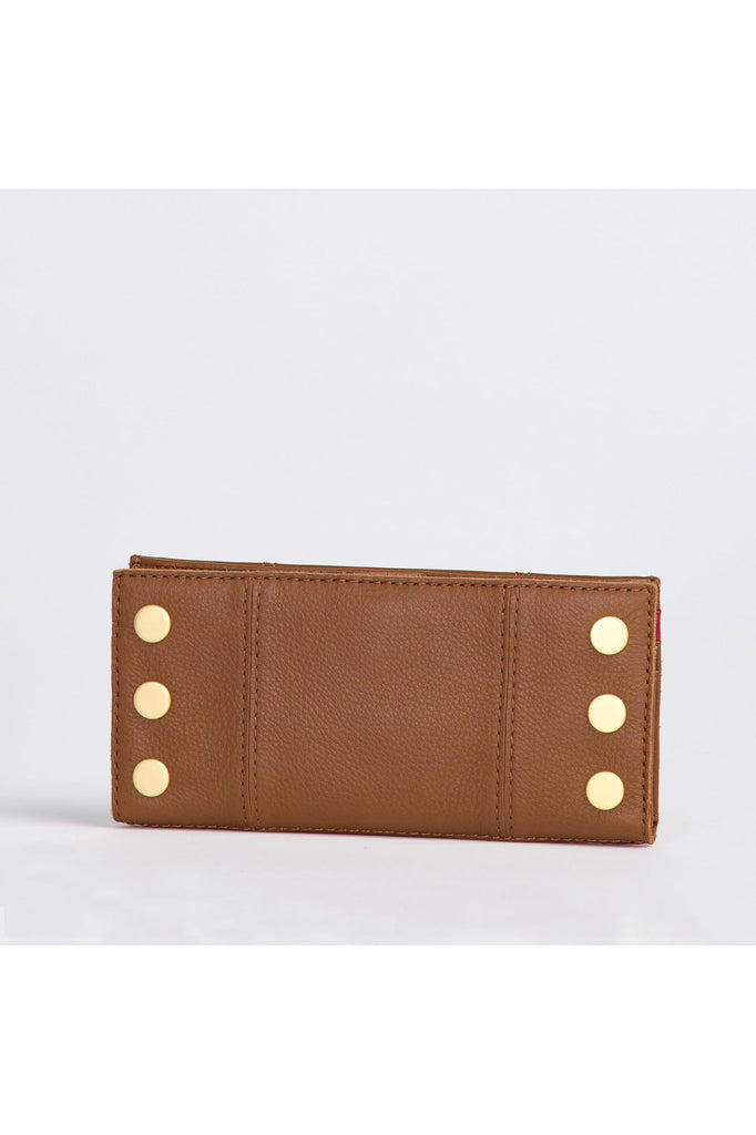 Hammitt 110 North Bifold 4584| Mahogany Pebble/Brushed Gold Red Zip