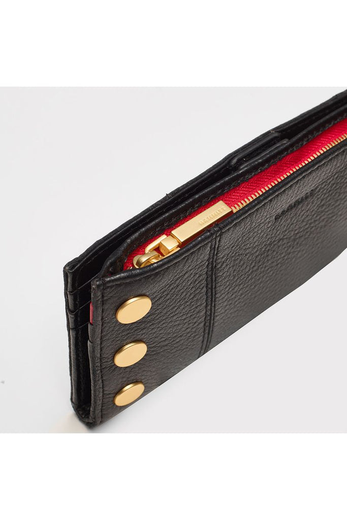 Hammitt 110 North Bifold 4584| Black/Brushed Gold Red Zip