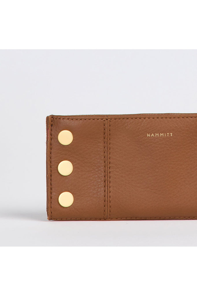 Hammitt 110 North Bifold 4584| Mahogany Pebble/Brushed Gold Red Zip