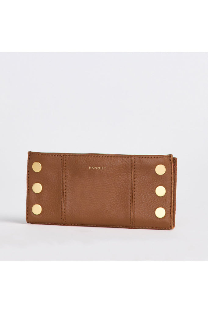 Hammitt 110 North Bifold 4584| Mahogany Pebble/Brushed Gold Red Zip