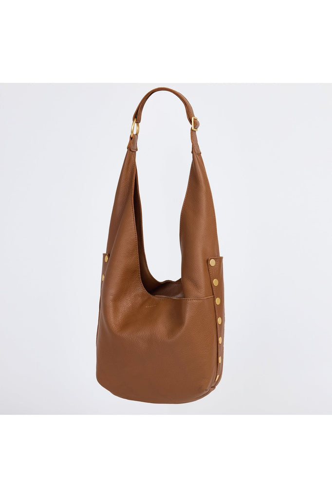 Hammitt Tom Zip Shoulder Bag 17202 | Mahogany Pebble/Bushed Gold