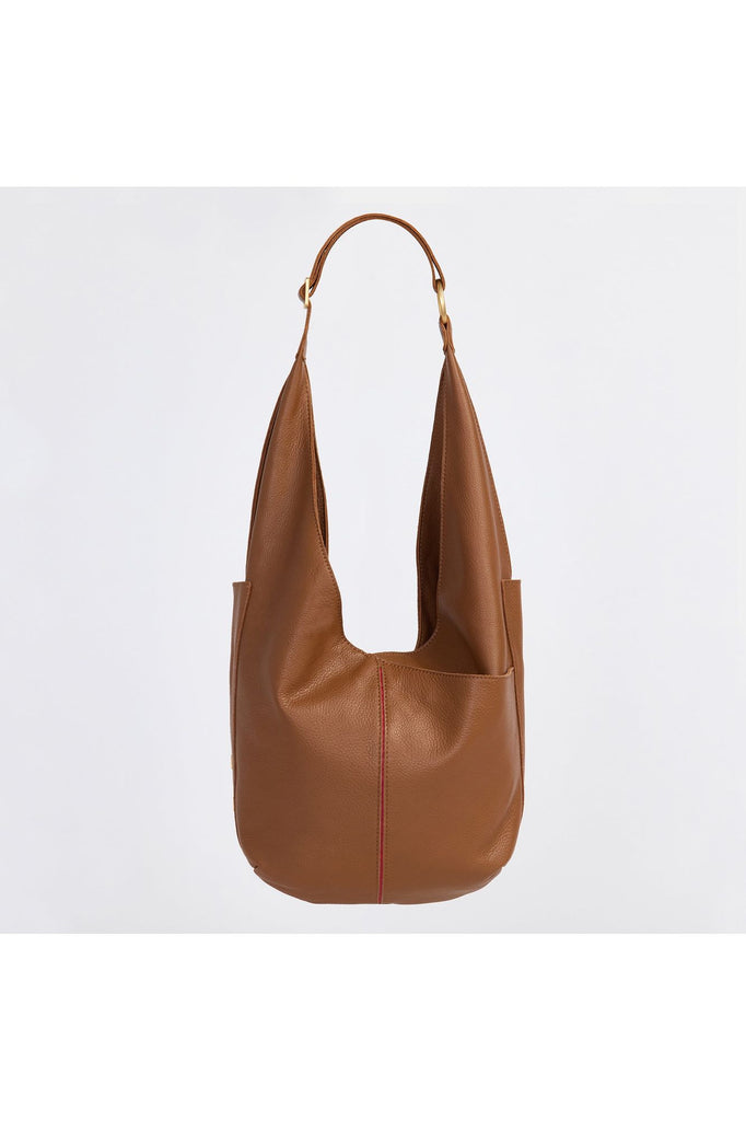 Hammitt Tom Zip Shoulder Bag 17202 | Mahogany Pebble/Bushed Gold