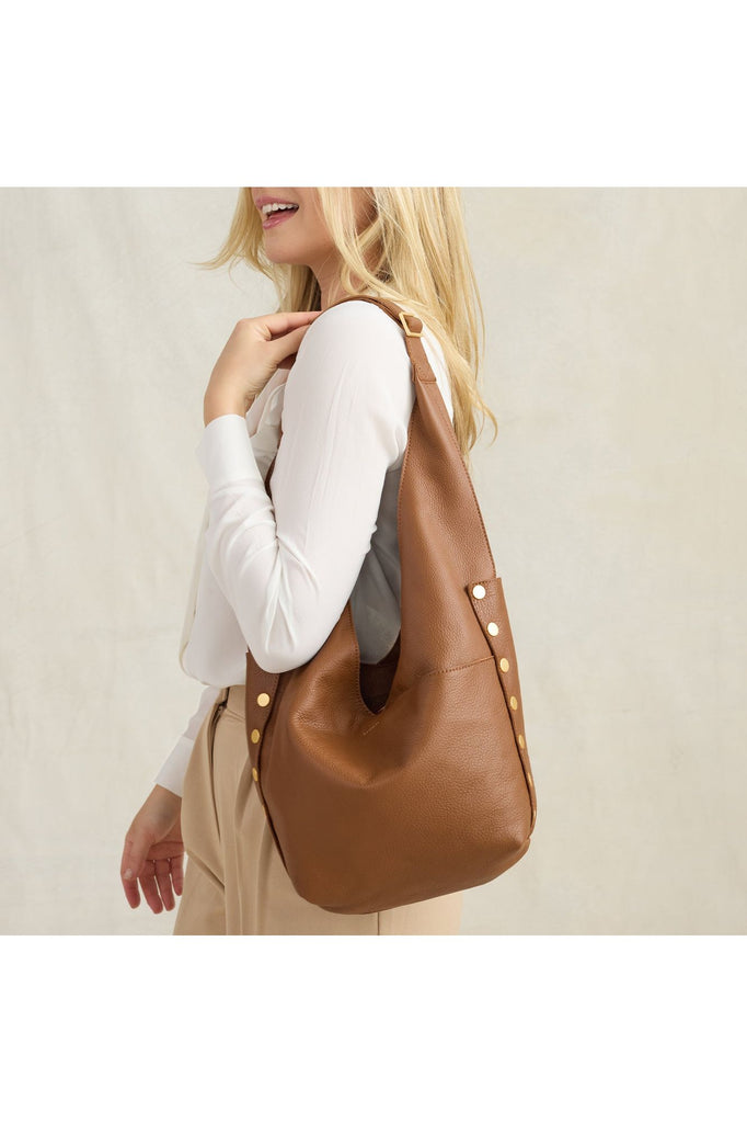 Hammitt Tom Zip Shoulder Bag 17202 | Mahogany Pebble/Bushed Gold