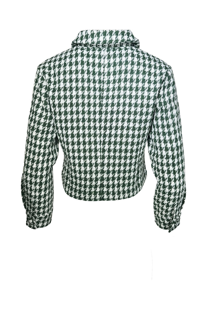 il fiato Geometric Tweed Cropped Jacket MH667 | Green/Ivory