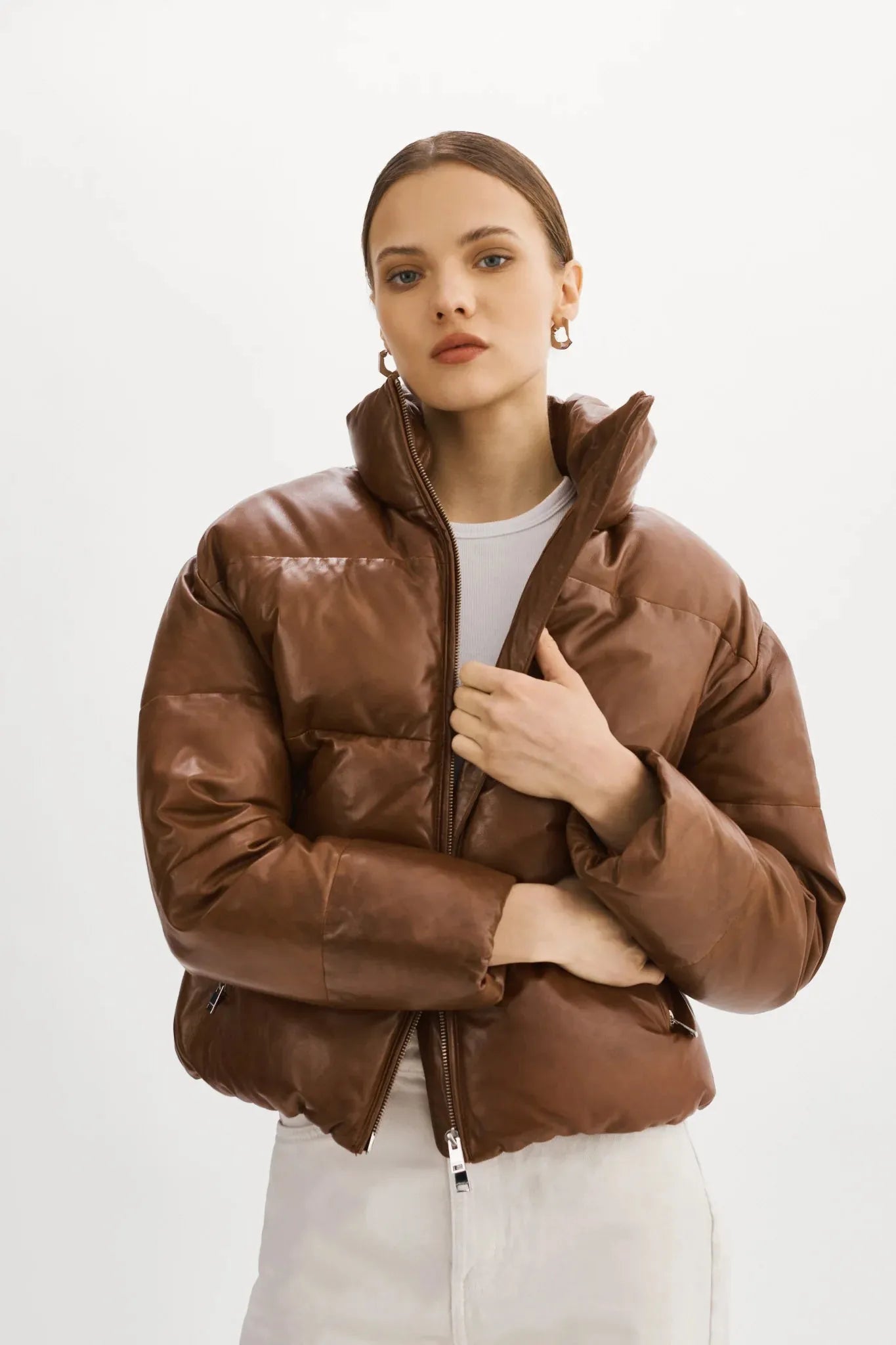 100% store Leather Lamarque Jacket