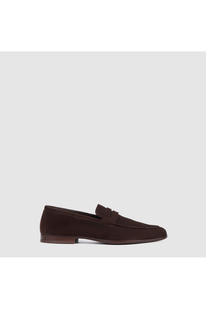 Aquatalia Men's Jon Slip On Suede Loafer M109734 | Dark Brown