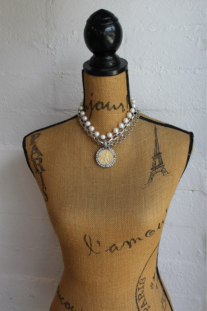 French Kande Necklace | The Sophie Necklace SF1793-Z | Pearl/Gold/Silver