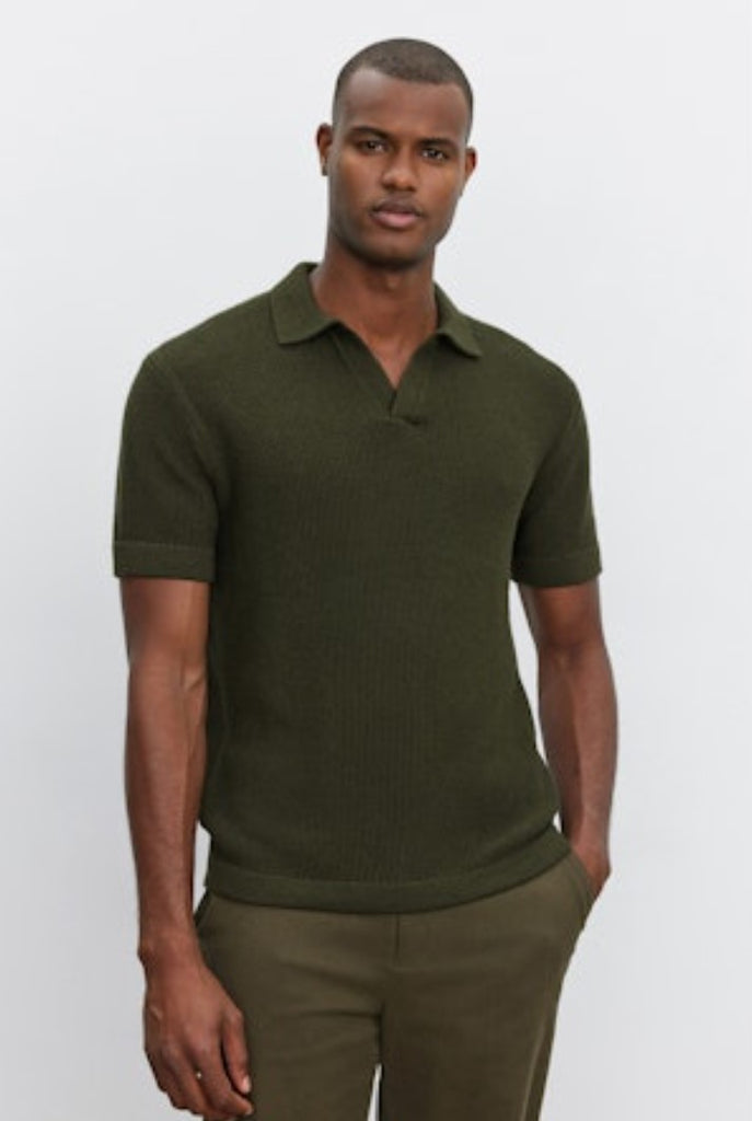 Velvet by Graham & Spencer Men's Nikla Short Sleeve Polo | Olive