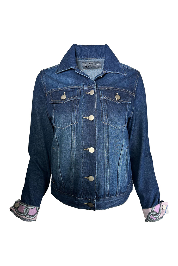 One Of A Kind Designer Scarf Jean Jacket | Denim/Hermès - Aleidescope