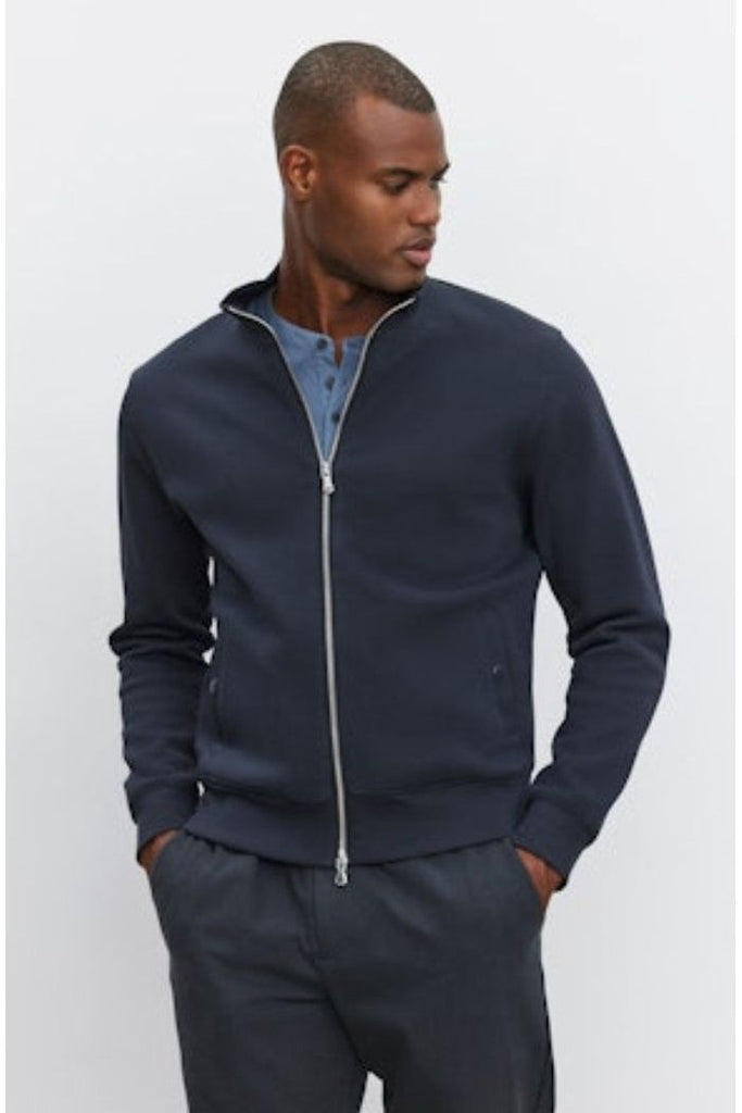 Velvet by Graham & Spencer Men's Rydell Pique Mock Neck Zip Jacket  | Navy