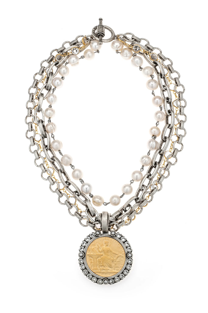 French Kande Necklace | The Sophie Necklace SF1793-Z | Pearl/Gold/Silver