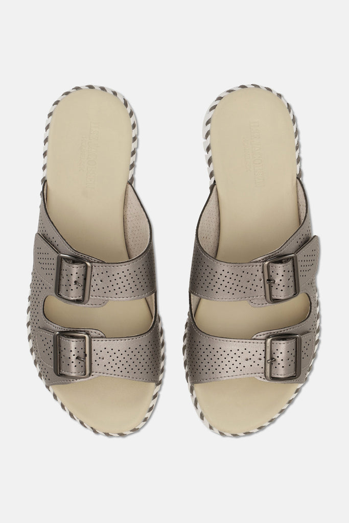 Ilse Jacobsen Hornbæk Tulip 1176ML Double Band Sandals | Gun Metal 718A