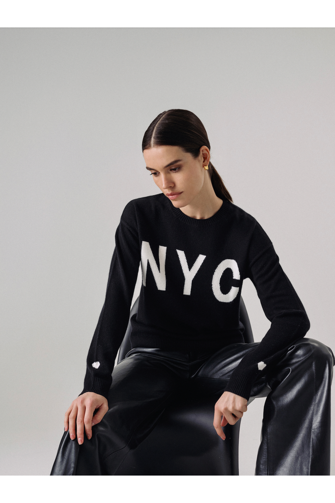 W. Cashmere Yara NYC Crewneck 24FHA0148R2 | Black/Ivory