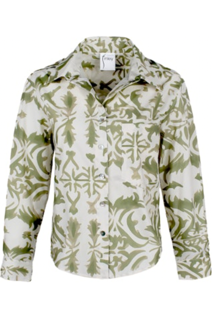 Finley Shirts Andie Crop Tile Print Shirt 3468064T | Sage