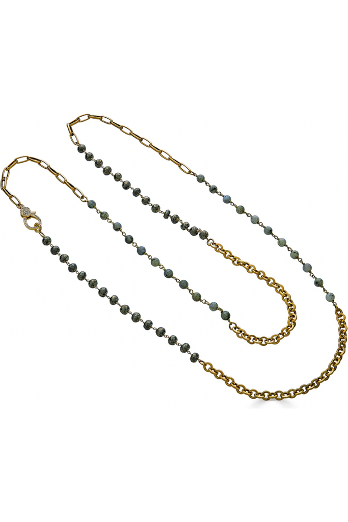 Loni Paul Long Pyrite and Labradorite Gold Necklace 756 | Gold