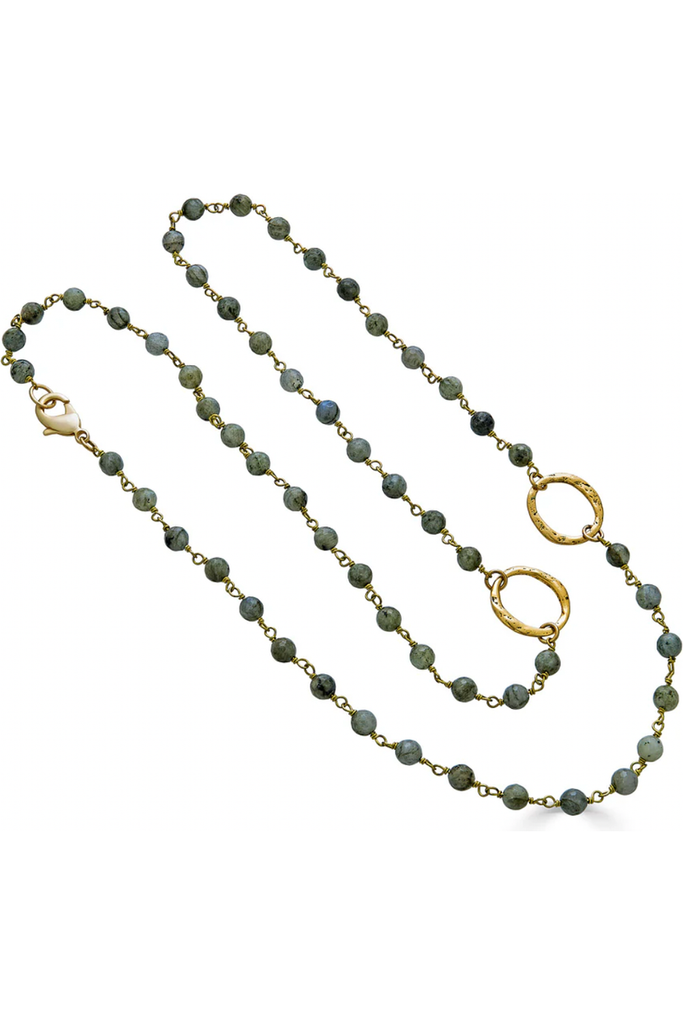 Loni Paul Gold Labradorite Necklace with Circle Detail 755 | Gold