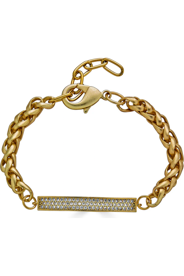 Loni Paul Matte Gold Pave Connector Bracelet 808 | Gold