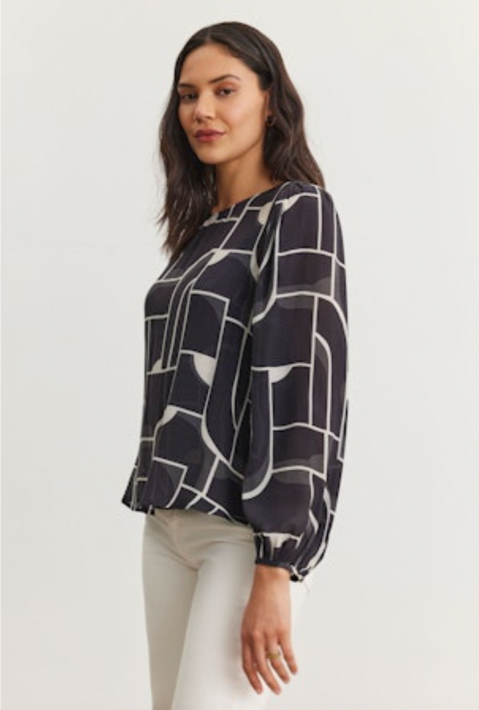 Velvet by Graham & Spencer Desta Bauhaus Print Blouse | Multi