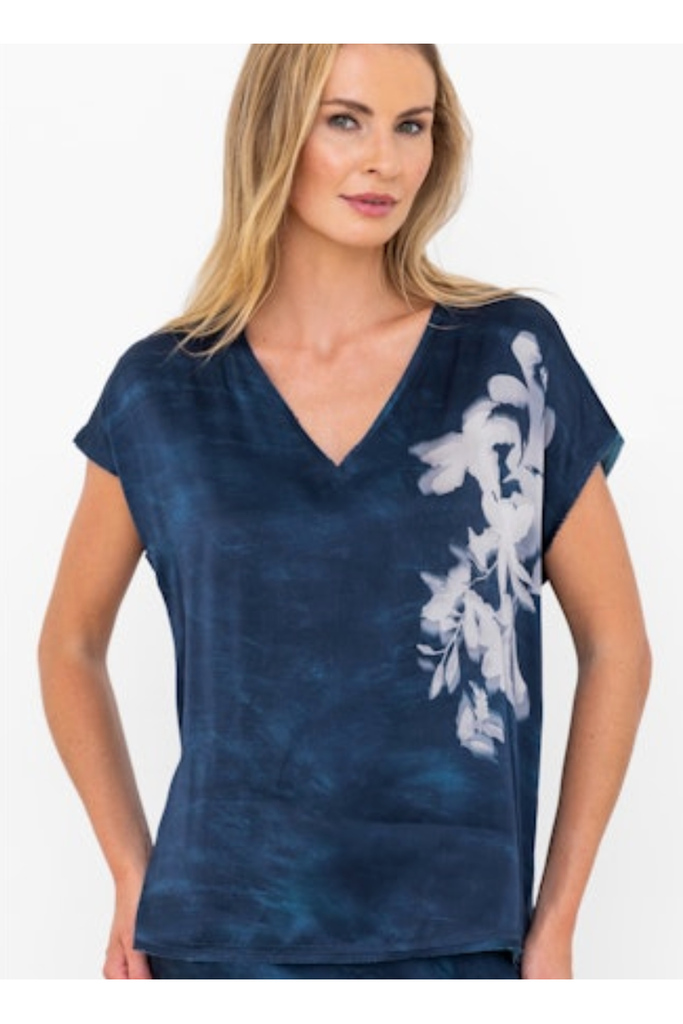 go by Go Silk Go Raw Revisited Printed Place Blouse T1391-BBDP | Blue Bird Floral