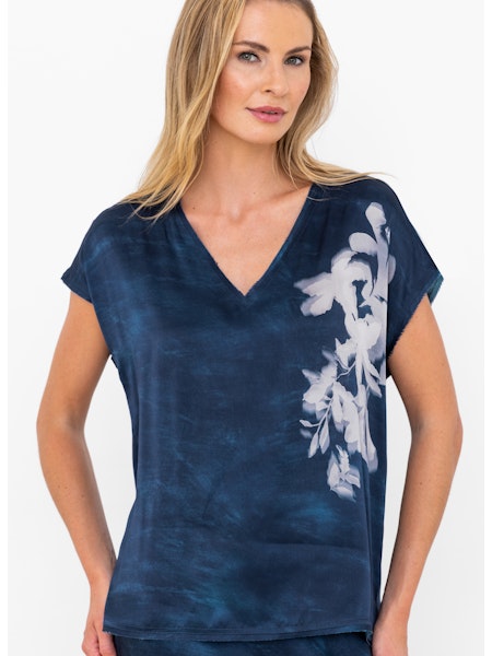 go by Go Silk Go Raw Revisited Printed Place Blouse T1391-BBDP | Blue Bird Floral