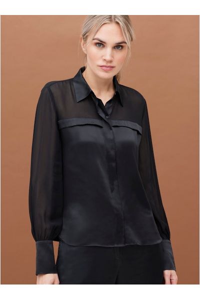 go by Go Silk Go Sheer Madness Blouse T1747 | Black