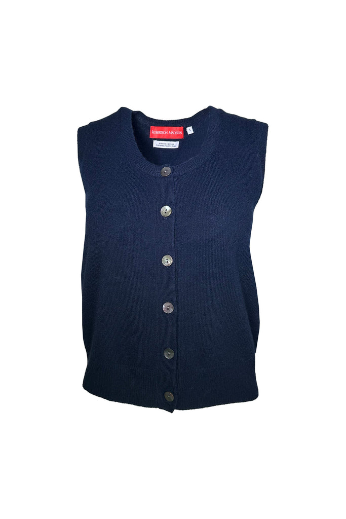 Robertson Madison 100% Cashmere Aly Button Tank SS25-C-005 | Navy