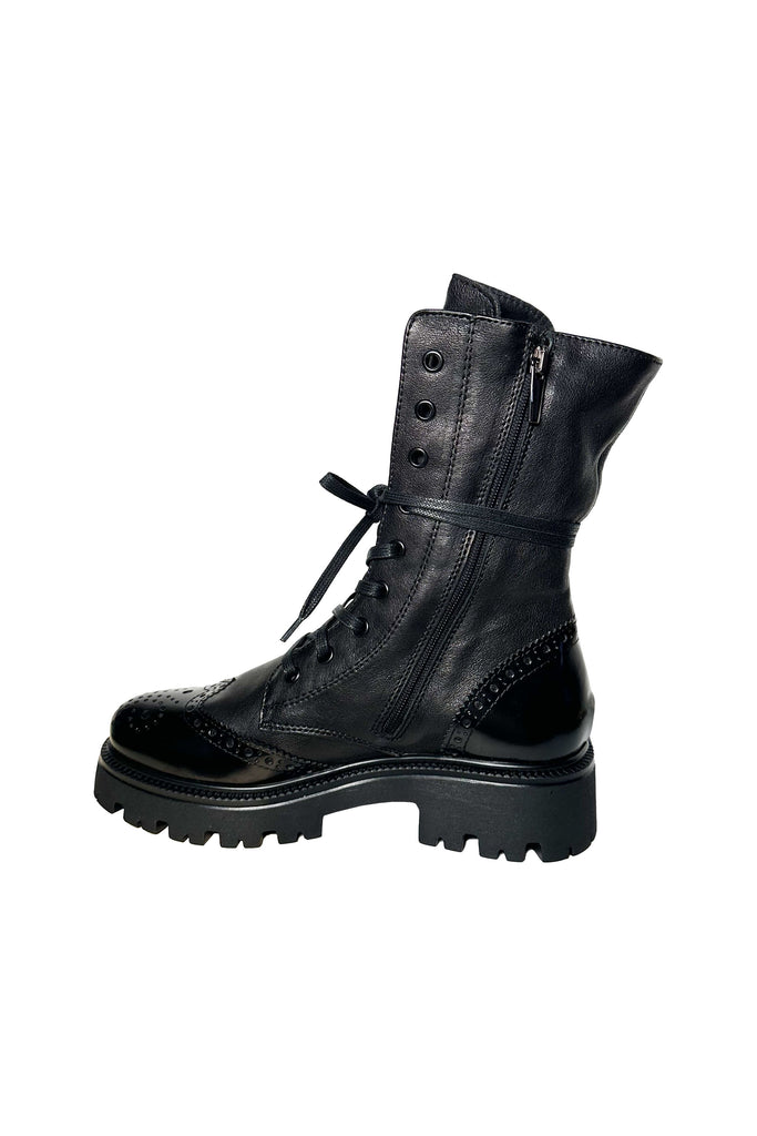 Michele Lopriore Aspen Combat Boots | Black Leather and Brush Leather