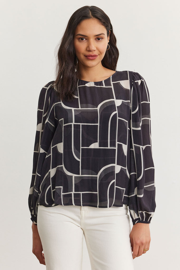 Velvet by Graham & Spencer Desta Bauhaus Print Blouse | Multi