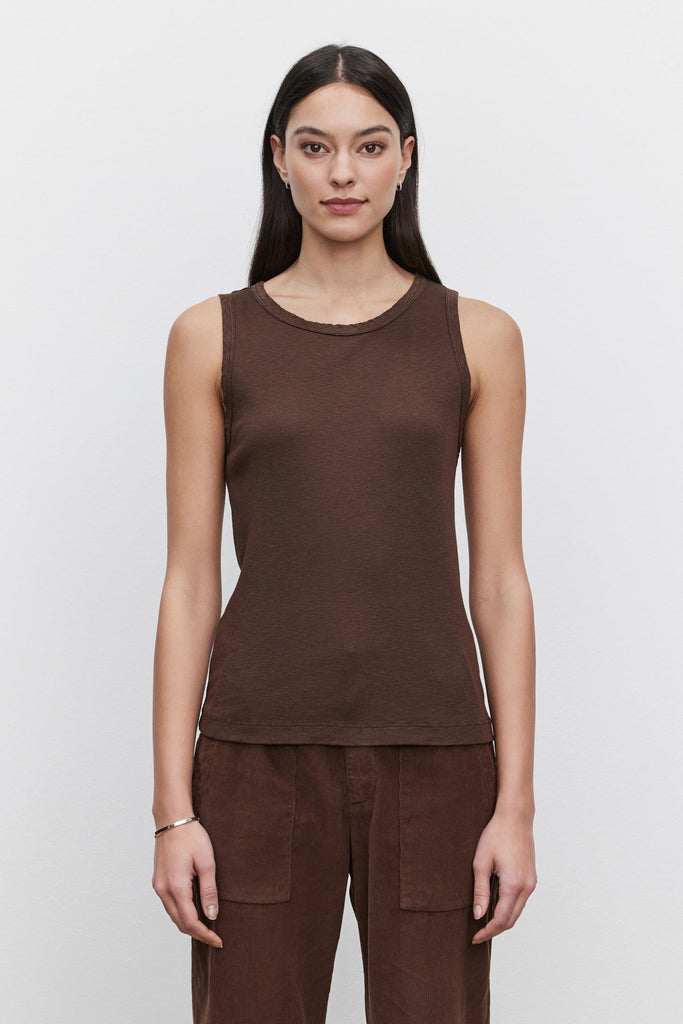 Velvet by Graham & Spencer Maxie Cotton Slub Ribbed Tank | Bark