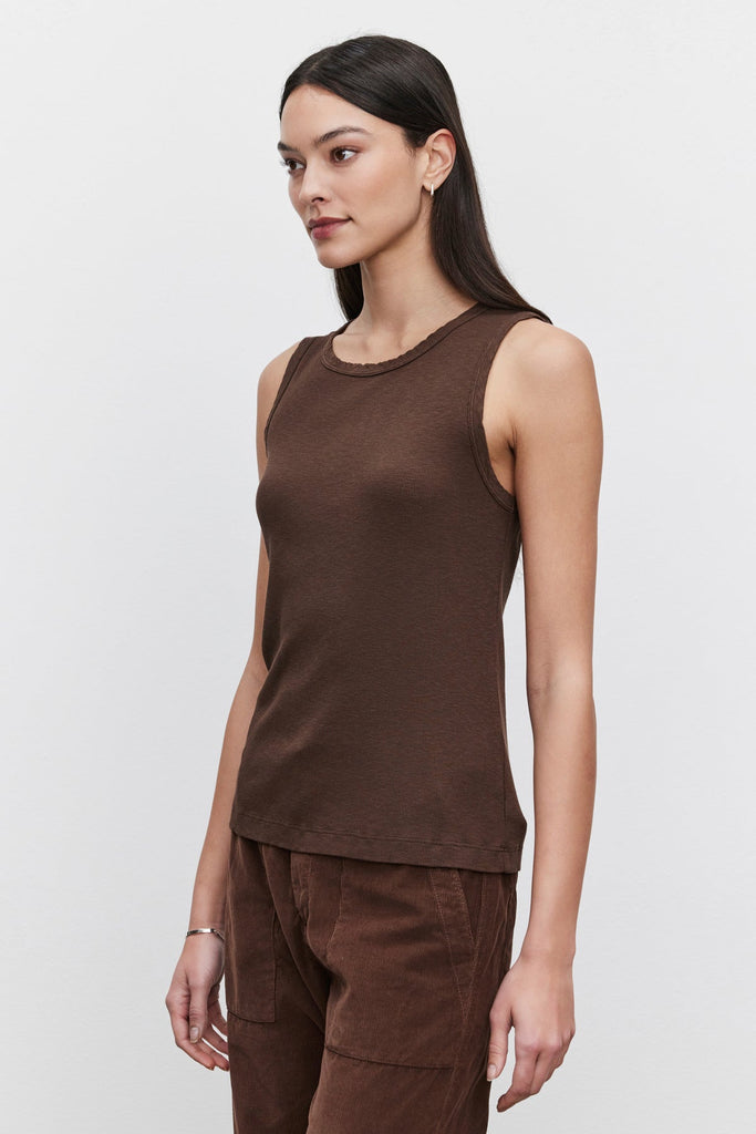 Velvet by Graham & Spencer Maxie Cotton Slub Ribbed Tank | Bark