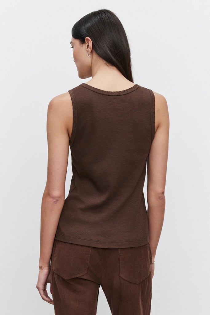 Velvet by Graham & Spencer Maxie Cotton Slub Ribbed Tank | Bark