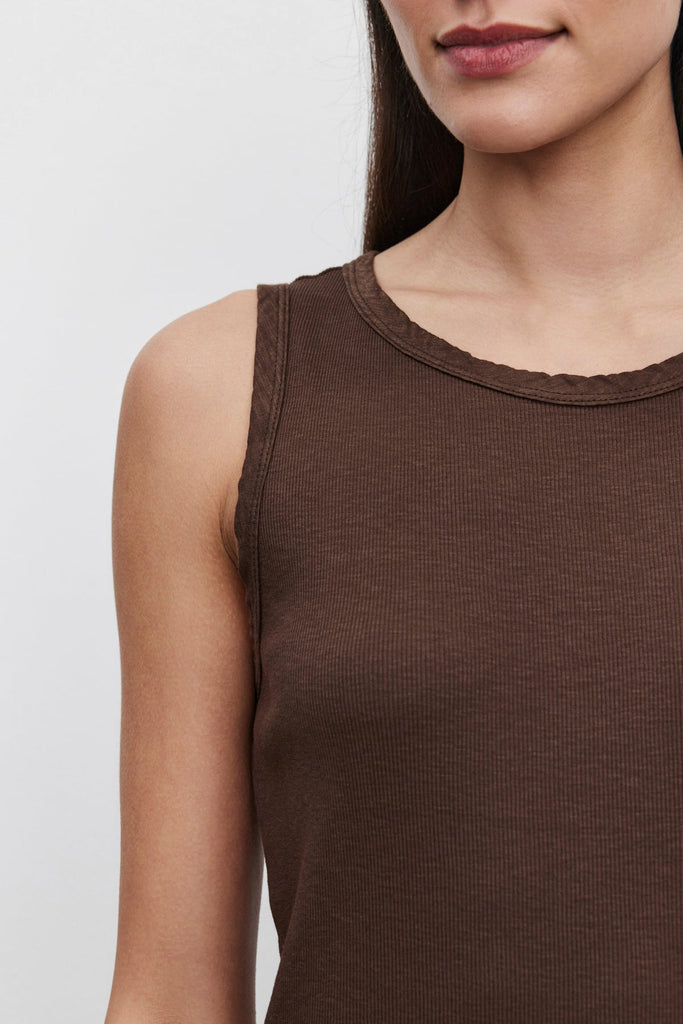 Velvet by Graham & Spencer Maxie Cotton Slub Ribbed Tank | Bark