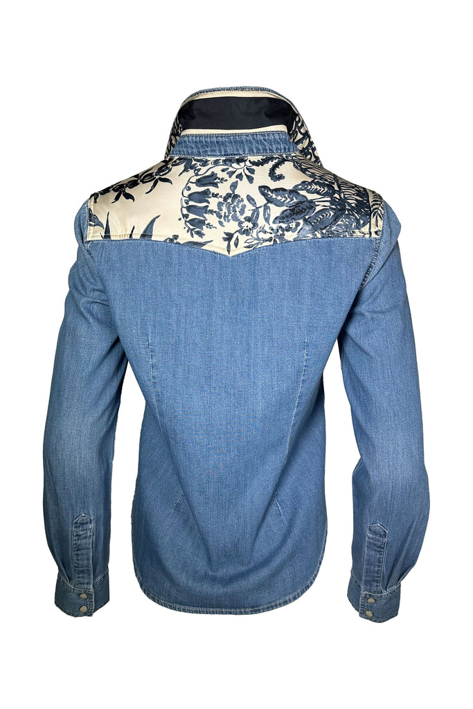 One Of A Kind Designer Scarf Western Shirt | Denim/Dior