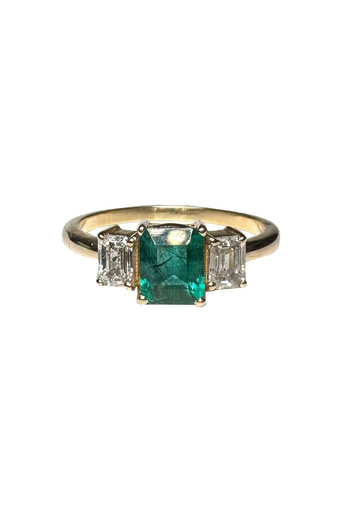 FC Creations Ring 14K Gold Diamond Emerald Ring | Yellow Gold CTTW Diamond 0.55 Carat CTTW Emerald 1.15 Carat