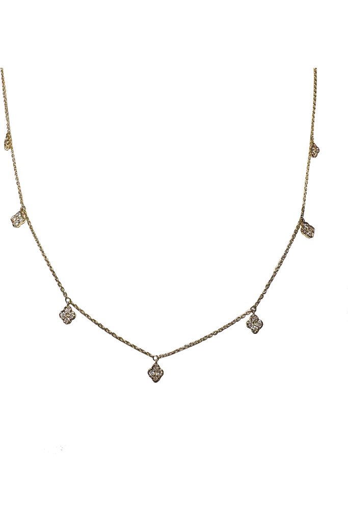 FC Creations 14K Gold Diamond Drop Clover Necklace | Yellow Gold 0.43 Carats