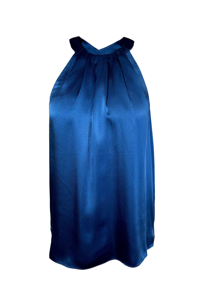 go by Go Silk Go Draped Over Halter Top T1712 | Cornflower Blue