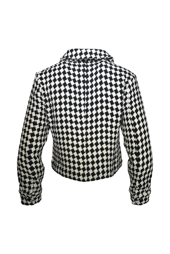 il fiato Geometric Tweed Cropped Jacket MH667 | Black/Ivory