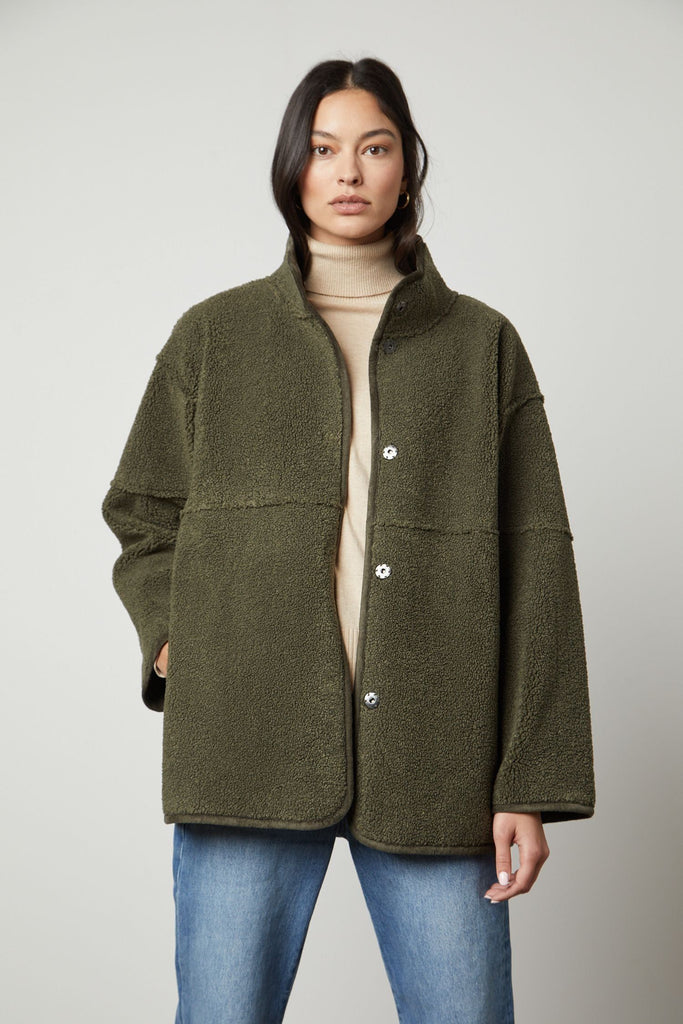 Velvet by Graham & Spencer Albany 03 Luxe Sherpa Jacket | Army