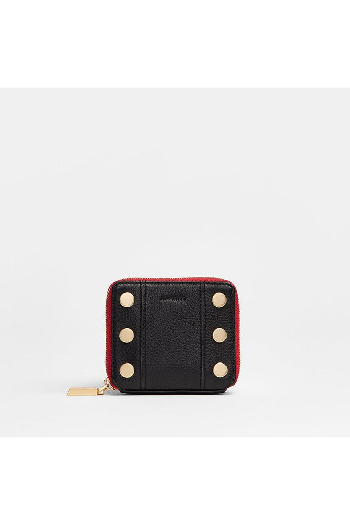 Hammitt 5 North Wallet 4586 | Black/Brushed Gold Red Zip