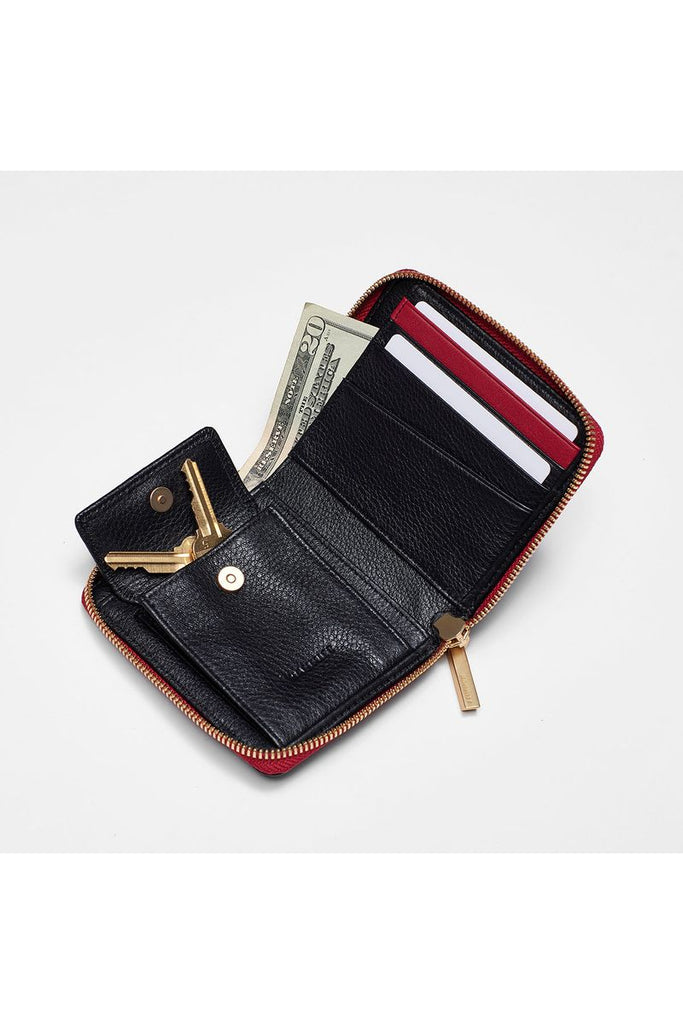 Hammitt 5 North Wallet 4586 | Black/Brushed Gold Red Zip