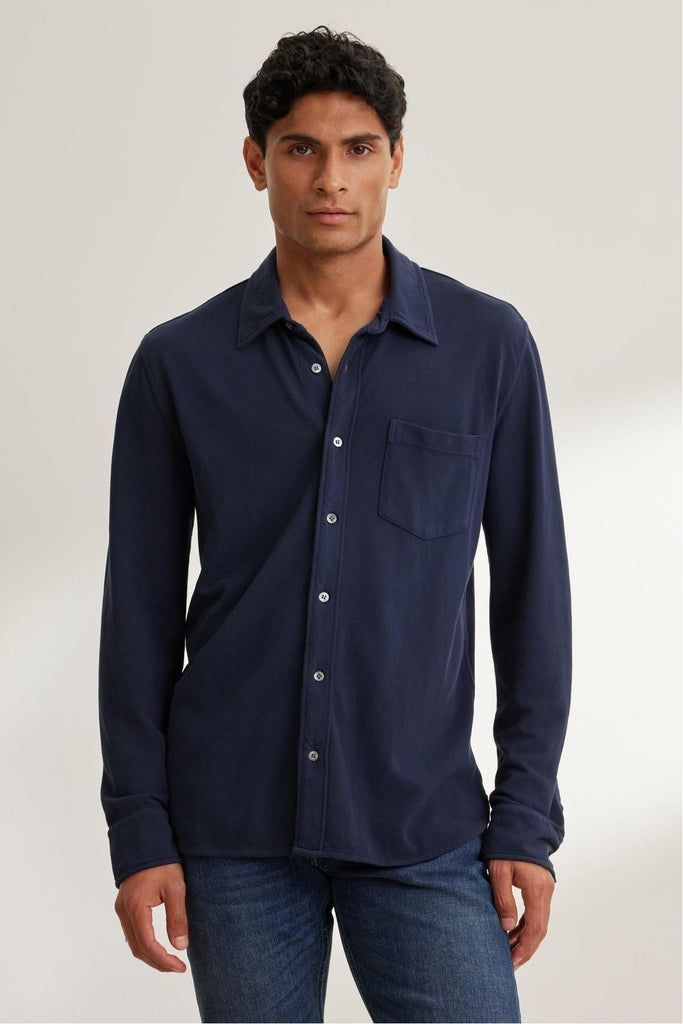 Velvet by Graham & Spencer Men's Giorgio Pique Button-Up Shirt | Midnight