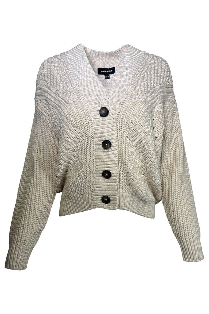 Repeat Classic Cotton Cardigan 401016 | Ivory