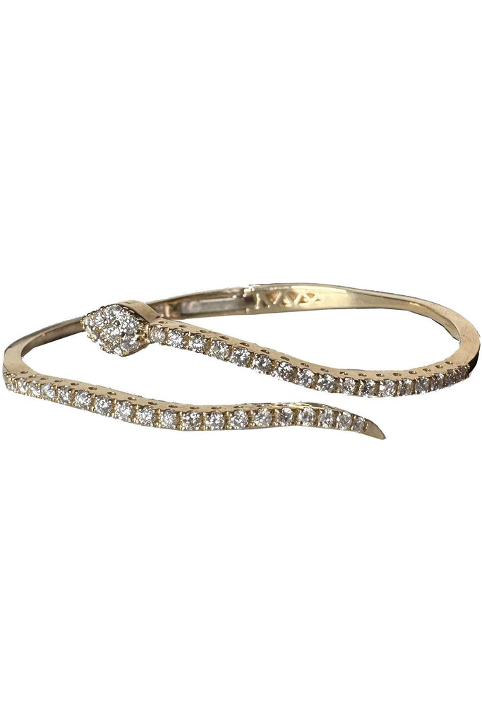 FC Creations Bracelet 14K Gold Diamond Snake Bangle | Yellow Gold 1.82 Carats