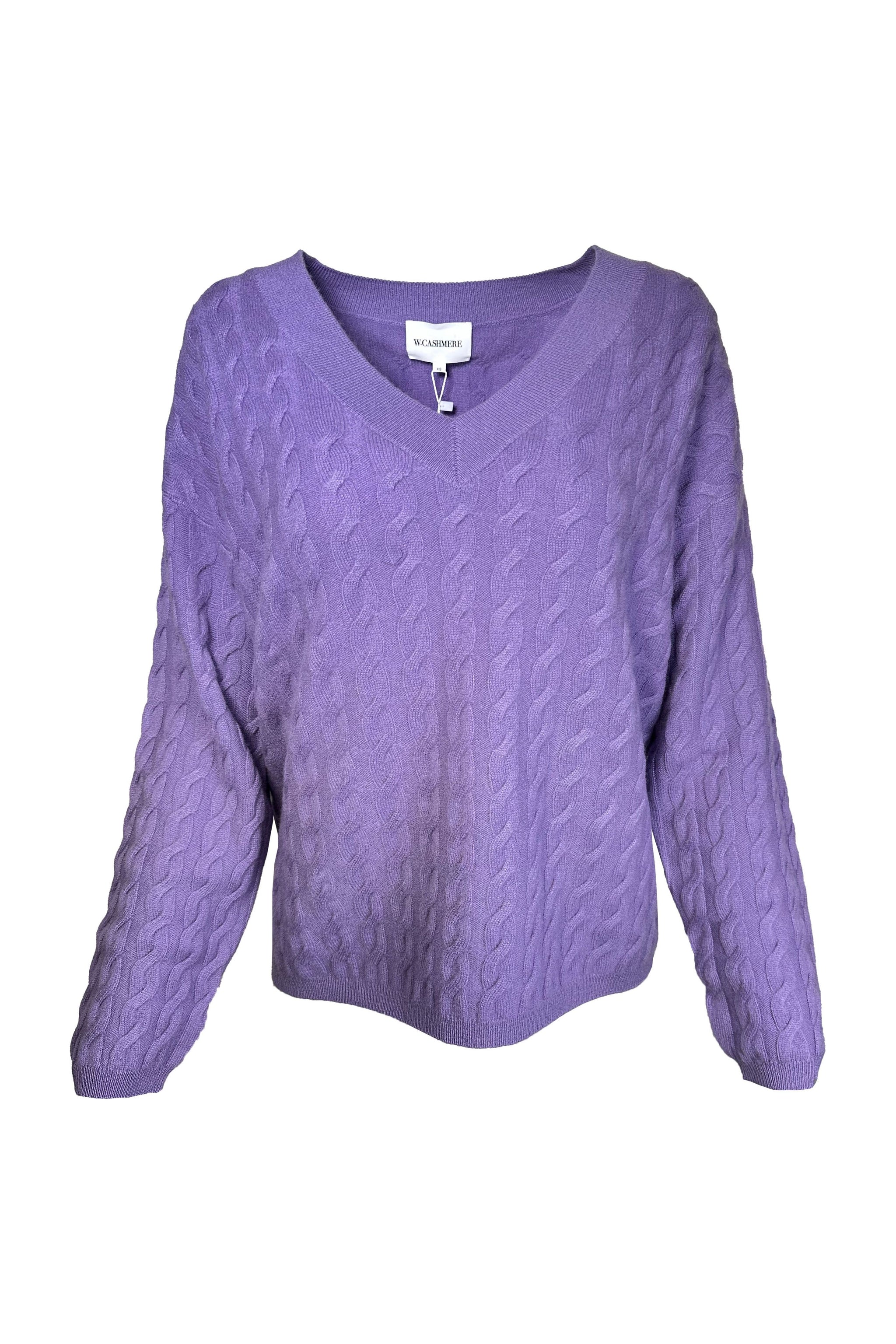 Robert discount Graham NEW L Purple 100% Cashmere X Collection Cableknit V Neck Sweater