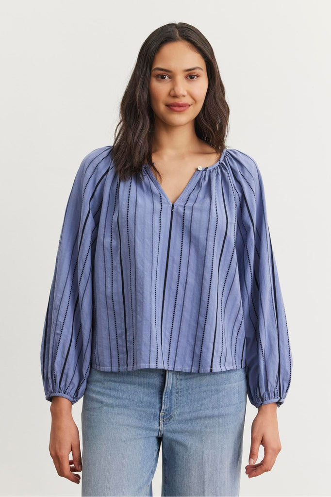 Velvet by Graham & Spencer Marlena 06 Stripe Dobby Top | Anchor